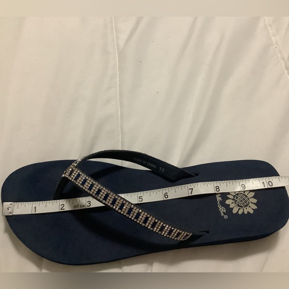 Yellowbox zemily flip flops navy with blue rhinestone accents size 10 - Picture 8 of 10